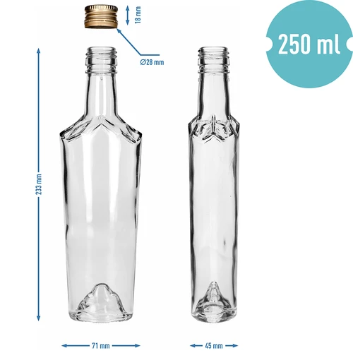 Butelka Everest 250 ml z zakrętką fi28, 12 szt. - 7 ['butelka na nalewkę', ' butelki na nalewkę', ' butelka do alkoholu', ' butelki ozdobne na alkohol', ' butelka szklana na alkohol', ' butelki do bimbru na wesele', ' butelka na nalewkę', ' butelki ozdobne', ' butelka do wódki', ' butelka na wódkę']