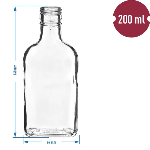 Butelka na nalewki piersiówka 200 ml - 10 szt. - 4 ['butelka piersiówka', ' szklana butelka', ' butelka na domowe nalewki', ' butelki szklane', ' butelki  200 ml', ' 10 sztuk', ' butelka z zakrętką', ' małe butelki', ' szklane buteleczki']