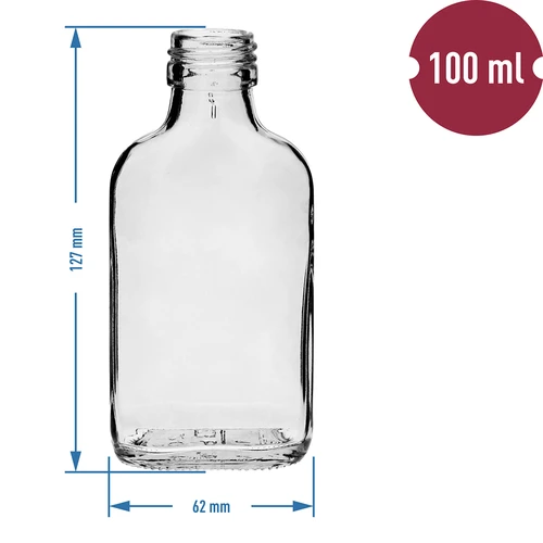 Butelka na nalewki typu piersiówka 100 ml 10 szt. - 4 ['butelka piersiówka', ' butelka na nalewki', ' butelki na likier', ' szklane butelki', ' buteleczki 100 ml', ' butelki na oliwę', ' buteleczki 100 ml', ' szklane buteleczki']