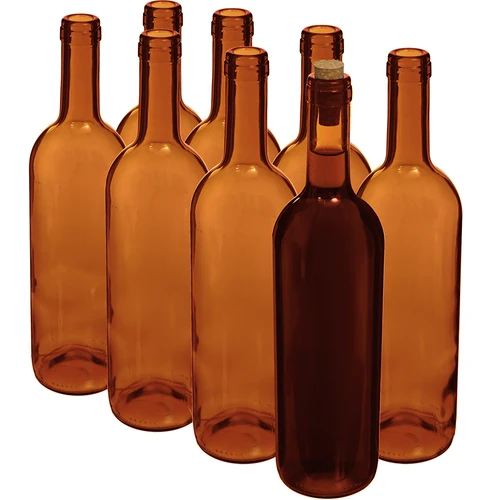 Butelka na wino 0,75 L brązowa - zgrzewka 8szt. - 2 ['butelka 750ml', ' butelka na wino', ' butelka do wina', ' butelki do wina', ' butelki po winie', ' szklana butelka ', ' butelka na korek', ' butelki 0', '7', ' butelki brązowe na wino']