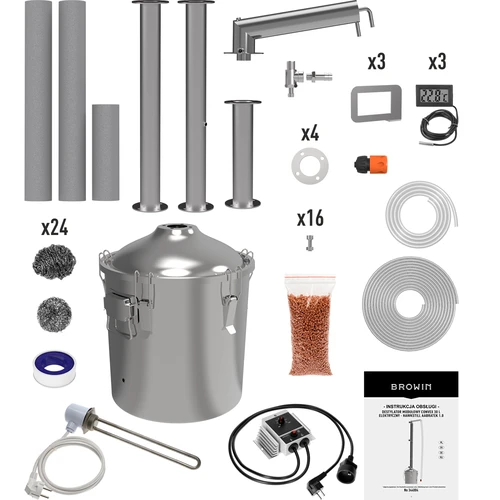 Destylator Hawkstill Aabratek 1.0 Elektryczny, 30 L - 2 ['destylator Browin', ' destylatory modułowe', ' destylator na 30 L', ' destylator modułowy', ' destylator Aabratek', ' nowatorski aabratek', ' głowica z wyjmowaną spiralą', ' Aabratek z wyjmowaną spiralą', ' czysty destylat', ' zestaw destylacyjny', ' wypukła pokrywa', ' pokrywa typu convex', ' pojemnik destylacyjny z pokrywą', ' najlepszy zestaw do destylacji', ' zestaw destylacyjny do rozbudowy', ' destylacja na różnych źródłach ciepła', ' innowacyjny destylator', ' polecany destylator']