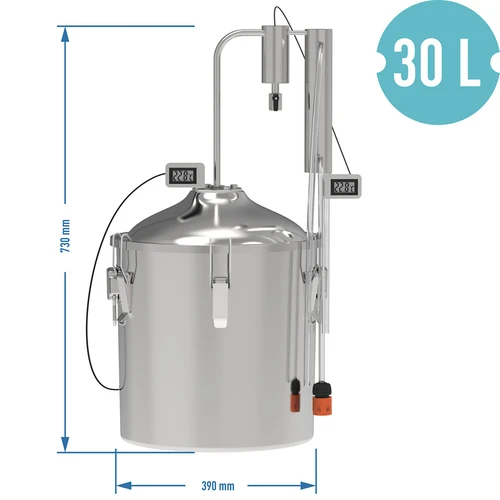 Destylator klasyczny Convex 30 L - 1 odstojnik - 8 ['destylator Browin', ' destylatory modułowe', ' destylator z odstojnikami', ' destylator modułowy', ' odstojniki do destylatora', ' czysty destylat', ' zestaw destylacyjny', ' wypukła pokrywa', ' pokrywa typu convex', ' pojemnik destylacyjny z pokrywą', ' zestaw do destylacji', ' zestaw destylacyjny do rozbudowy', ' destylacja na różnych źródłach ciepła']