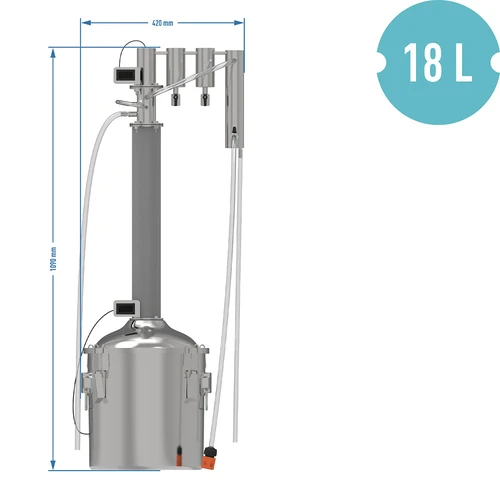 Destylator modułowy Convex 18 L Hugin - 14 ['zestaw do destylacji', ' destylator stal nierdzewna', ' aparat destylacyjny', ' destylator do wody', ' destylator do bimbru', ' woda destylowana', ' sprężynki pryzmatyczne', ' destylator browin', ' destylatory alkoholowe', ' 2 odstojniki', ' refluks', ' reflux']