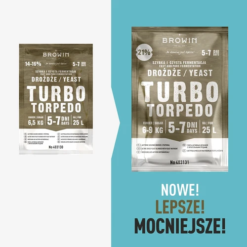 Drożdże gorzelnicze Turbo Torpedo 5-7 dni 21% 100g - 17 ['drożdże turbo', ' drożdże gorzelnicze', ' drożdże do alkoholu', ' do nastawów owocowych', ' drożdże do ziemniaków', ' drożdże do 21%', ' do bimbru', ' drożdże mocne', ' destylacja', ' do nastawów wysokoprocentowych', ' drożdże browin', ' drożdże do whiskey', ' drożdże do wódki z ziemniaków', ' alkohole domowe']