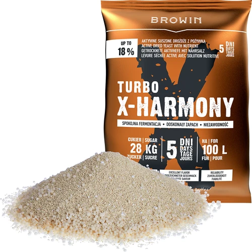 Drożdże Turbo X-Harmony 18%, 100 L, 360g - 3 ['drożdże gorzelnicze', ' drożdże do alkoholu', ' drożdże turbo', ' drożdże harmony', ' drożdże 18%', ' drożdże do bimbru', ' do samogonu', ' drożdże gorzelnicze na 100 litrów', ' nastaw 100L', ' czysta fermentacja', ' cukrówki', ' do nastawów', ' do nastawów z cukru', ' spokojna fermentacja', ' ładny zapach podczas fermentacji', ' stabilna fermentacja', ' łatwe klarowanie', ' destylacja', ' drożdże x', ' drożdże Browin', ' drożdże 18%', ' drożdże alco', ' drożdże alko', ' polecane drożdże', ' drożdże wysokiej jakości', ' drożdże suszone z pożywką', ' łatwe klarowanie nastawu']