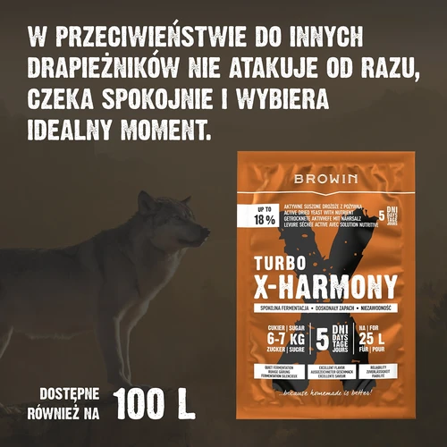 Drożdże Turbo X-Harmony 18%, 25 L, 138 g - 7 ['drożdże gorzelnicze', ' drożdże do alkoholu', ' drożdże turbo', ' drożdże harmony', ' drożdże 18%', ' drożdże do bimbru', ' do samogonu', ' drożdże gorzelnicze na 25 litrów', ' nastaw 25L', ' czysta fermentacja', ' cukrówki', ' do nastawów', ' do nastawów z cukru', ' spokojna fermentacja', ' ładny zapach podczas fermentacji', ' stabilna fermentacja', ' łatwe klarowanie', ' destylacja', ' drożdże x', ' drożdże Browin', ' drożdże 18%', ' drożdże alco', ' drożdże alko', ' polecane drożdże', ' drożdże wysokiej jakości', ' drożdże suszone z pożywką', ' łatwe klarowanie nastawu']