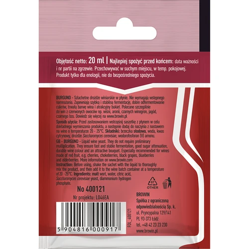 Drożdże winiarskie Burgund bez namnażania, 20 ml - 2 ['drożdże do win czerwonych', ' jakie drożdże do aroni', ' drożdże do ciemnych winogron', ' wino aroniowe', ' wino gronowe', ' bez namnażania', ' drożdże w płynie', ' drożdże winiarskie', ' domowe wino', ' wino jagodowe', ' wino z czarnego bzu']