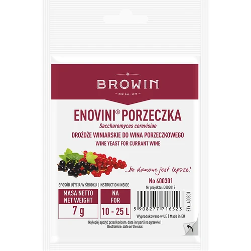 Drożdże winiarskie Enovini Porzeczka, 7 g  - 1 ['wino porzeczkowe', ' do win z czarnej porzeczki', ' do wina z czerwonej porzeczki', ' do win domowych', ' drożdże winiarskie', ' drożdże browin', ' suszone drożdże winiarskie']