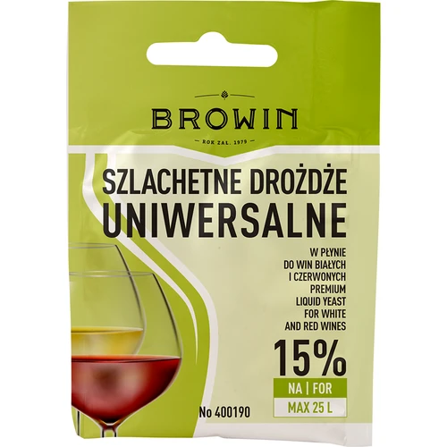 Drożdże winiarskie Uniwersalne, 20 ml  - 1 ['drożdże uniwersalne', ' drożdże winne', ' drożdże do wina', ' drożdże winiarskie w płynie', ' drożdże w płynie', ' drożdże w płynie do wina', ' drożdże do wina czerwonego', ' drożdże do wina białego', ' drożdże do wina różowego']