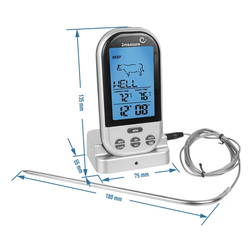 Elektroniczny bezprzewodowy termometr kuchenny z sondą (0°C do 250°C) - 3 ['temperatura', ' termometr do pieczenia', ' termometr do pieca', ' termometr do piekarnika', ' termometr kulinarny', ' termometr kuchenny', ' termometr do gotowania', ' termometr gastronomiczny', ' termometr do grillowania', ' termometr do wędzenia', ' termometr do żywności z sondą', ' termometr do mięsa', ' termometr z sondą', ' termometr kuchenny z sondą', ' sonda do mięsa']