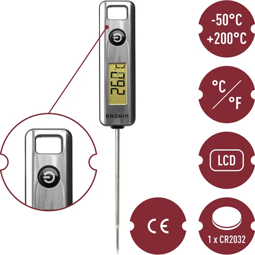 Elektroniczny termometr kuchenny, LCD (-50°C do +200°C) - 5 ['prezent', ' termometr kulinarny', ' termometr z sondą', ' sonda do termometru', ' wyświetlacz temperatury LCD', ' elektroniczny termometr kulinarny']