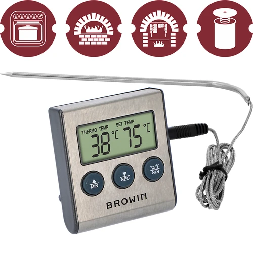 Elektroniczny termometr kuchenny z sondą (0°C do 250°C) - 2 ['termometr z sondą', ' termometr elektroniczny', ' termometr kuchenny', ' termometr do żywności', ' termometr do pieczenia', ' do smażenia', ' do gotowania', ' do mięs', ' do ciast']