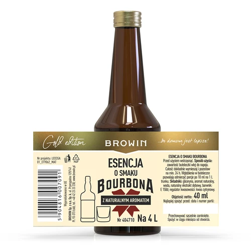 Esencja o smaku Bourbona na 4 L, 40ml - 5 ['esencja do alkoholu', ' esencje do alkoholu', ' zaprawki do wódki', ' zaprawka do alkoholu', ' esencja burbon', ' aromat do alkoholu', ' esencja do bimbru', ' esencja z naturalnym aromatem', ' domowy bourbon', ' zaprawka do bourbonu', ' burbon']