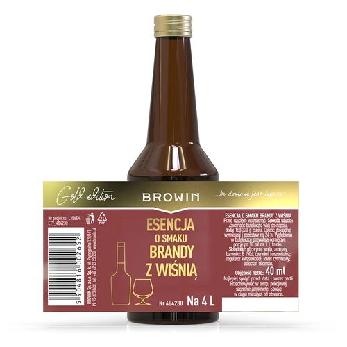 Esencja o smaku brandy z wiśnią 40 ml na 4 l - 6 ['zaprawka do alkoholu', ' aromat', ' esencja do alkoholu', ' domowy trunek', ' zaprawka smakowa', ' esencja smakowa', ' zaprawki do alkoholu', ' likier brandy', ' zaprawka brandy', ' brandy z wiśnią', ' esencja brandy wiśniowa', ' esencje do bimbru']