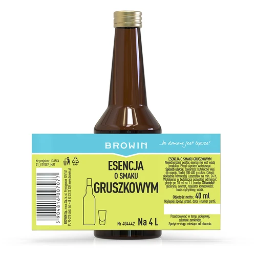 Esencja o smaku gruszkowym - likier gruszkowy, zaprawka 40 ml - 6 ['esencja gruszkowa', ' esencja do wódki', ' zaprawka', ' gruszkówka', ' zaprawka do alkohol', ' esencja do drinków', ' aromat gruszki Williams', ' aromat do alkoholu', ' esencje do bimbru']