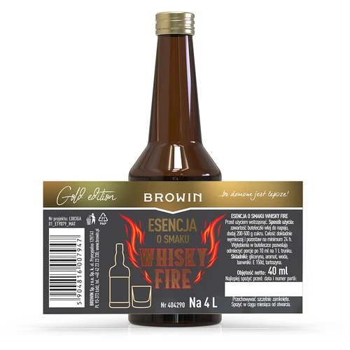 Esencja o smaku Whisky Fire na 4 L, 40ml - 4 ['esencja do wódki', ' esencje do alkoholu', ' esencja do bimbru', ' domowa whisky fire', ' zaprawka do alkoholu', ' zaprawki do alkoholu', ' aromat do alkoholu', ' aromat cynamonu']