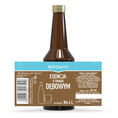 Esencja smakowa - Dębowa na 4 L - 40 ml - 5 ['aromat do alkoholu', ' do aromatyzowania alkoholu', ' do likieru', ' do alkoholi domowych', ' zaprawka do alkoholu dębowa', ' dąb', ' aromat dębówka', ' zaprawka do bimbru', ' esencje do bimru', ' oak.']