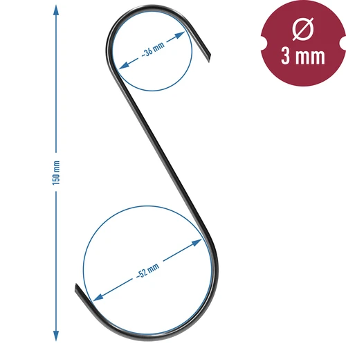 Haki do wędzenia - S, cięte 45° 3mm x 150mm 5 szt. - 7 ['hak do wędzenia', ' hak do wędzenia mięsa', ' hak do wędzenia wędlin', ' hak do wędlin', ' haki wędzarnicze', ' haki nierdzewne', ' haki wędzarnicze S', ' zestaw haków', ' haki do wędzarni', ' haki do obsuszania wędlin', ' haki do serów', ' haki klasyczne']