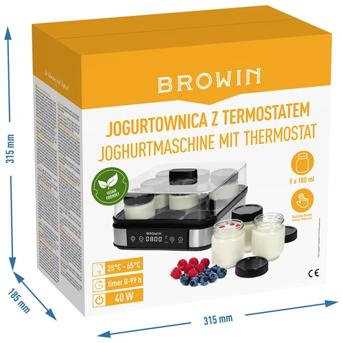 Jogurtownica z termostatem, 9 słoików, 1,6 L - 12 ['jogurtownica', ' urządzenie do jogurtu', ' jogurt wegański', ' jak zrobić jogurt', ' do jogurtu domowego', ' jogurtownica z termostatem', ' wydajna jogurtownica', ' na prezent', ' zdrowa kuchnia', ' najlepsza jogurtownica', ' domowy jogurt', ' sprzęt do robienia jogurtu', ' jak łatwo zrobić jogurt', ' domowy kefir', ' zdrowy jogurt', ' jogurt w słoiczkach', ' polecane do jogurtu', ' na prezent']