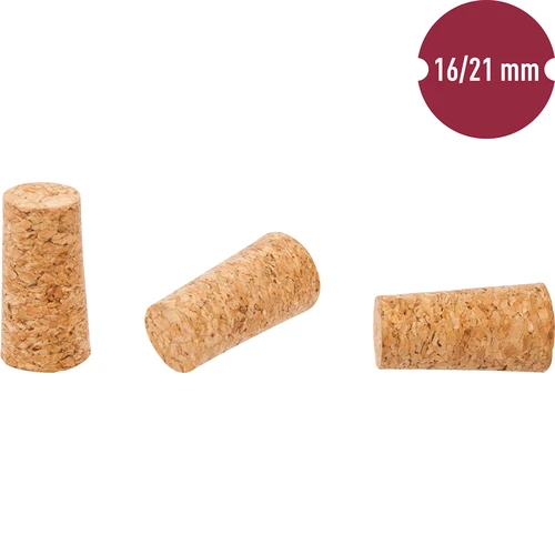 Korek nat. stożk. fi16/21mm - aglomer. - 100szt. - 2 ['korek z korka', ' korek do wina', ' korek do butelki', ' zatyczka do wina', ' butelki na wino z korkami']