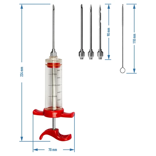 Nastrzykiwarka 30ml + 3 igły + czyścik - 7 ['wędliny domowe', ' wędliniarstwo domowe', ' domowy wyrób mięs i wędlin', ' szynka', ' baleron', ' własne wędliny', ' mięso', ' swojskie wyroby', ' obiad', ' peklowanie mięsa', ' nastrzykiwanie', ' nastrzykiwarki', ' strzykawka do mięs', ' igły ze stali nierdzewnej', ' igła do nastrzyku', ' peklowanie', ' niedopeklowanie', ' szare oczka w wędlinie', ' wędzenie']