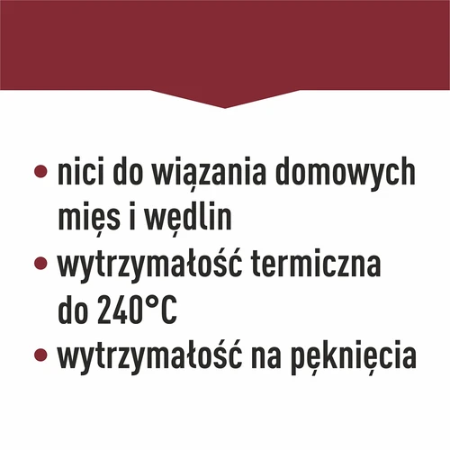 Nici wędliniarskie bawełniane białe (240°C) 145 m - 7 ['nici do wędlin do wiązania mięsa', ' nici bawełniane', ' do wędzenia', ' do pieczenia', ' do parzenia', ' sznurek wędliniarski', '']