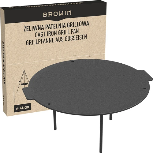 Patelnia grillowa, żeliwna, fi 44 cm - 10 ['patelnia żeliwna', ' patelnia grillowa', ' duża żeliwna patelnia', ' patelnia podwieszana', ' patelnia na nóżkach', ' grillowanie', ' żeliwo do grillowania', ' patelnia do trójnogu', ' grillowanie w naczyniach z żeliwa', ' atrakcyjne grillowanie', ' uniwersalna patelnia żeliwna', ' zestaw do grillowania', ' co na prezent', ' grillowanie inaczej', ' impreza przy grillu']