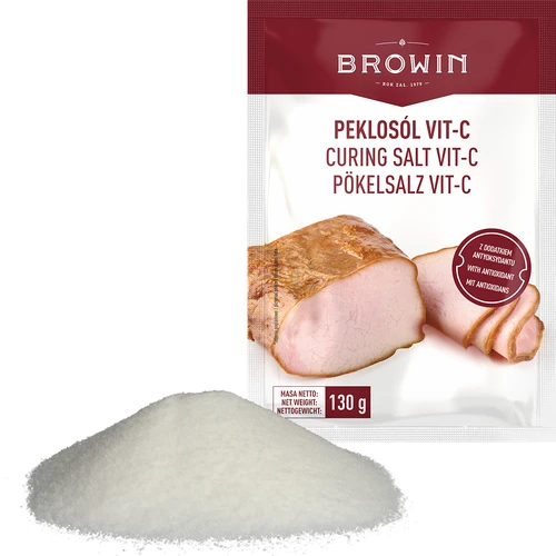 Peklosól Vit-C - 130 g - 3 ['peklosól', ' pekla', ' sól peklowa', ' pekla do mięsa', ' peklosól do mięsa', ' konserwacja mięsa', ' konserwacja mięs', ' konserwacja wędlin', ' do peklowania', ' zalewa peklująca', ' witamina C', ' askorbinian sodu']