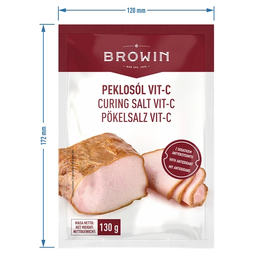 Peklosól Vit-C - 130 g - 5 ['peklosól', ' pekla', ' sól peklowa', ' pekla do mięsa', ' peklosól do mięsa', ' konserwacja mięsa', ' konserwacja mięs', ' konserwacja wędlin', ' do peklowania', ' zalewa peklująca', ' witamina C', ' askorbinian sodu']