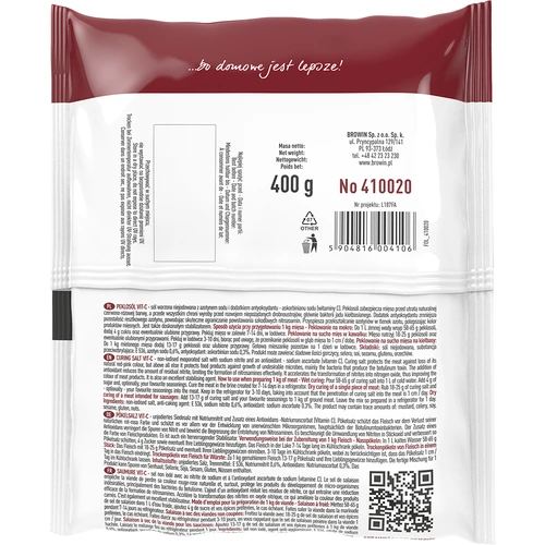 Peklosól Vit-C - 400 g - 2 ['peklosól', ' pekla', ' sól peklowa', ' pekla do mięsa', ' peklosól do mięsa', ' konserwacja mięsa', ' konserwacja mięs', ' konserwacja wędlin', ' do peklowania', ' zalewa peklująca', ' witamina C', ' askorbinian sodu']