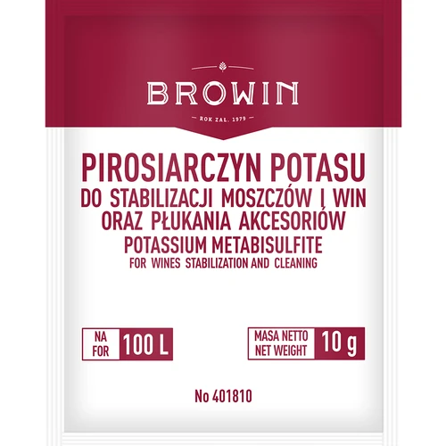 Pirosiarczyn potasu 10 g  - 1 ['pirosiarczyn do wina', ' pirosiarczyn potasu do wina', ' pirosiarczyn potasu dezynfekcja', ' pirosiarczyn potasu do dezynfekcji', ' stabilizacja wina']