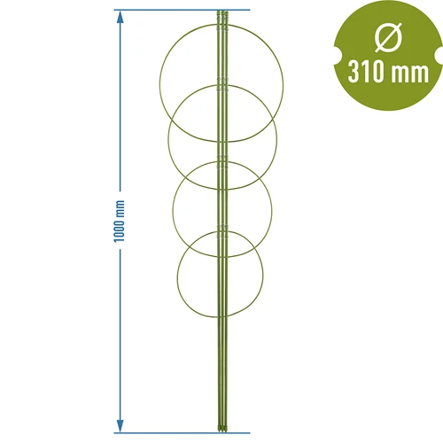 Podpora pierścieniowa do roślin 4 pierścienie 1m - 2 ['podpora do roślin', ' podpora pierścieniowa do krzewów', ' podpora ogrodowa', ' podpora na róże', ' pergola ogrodowa', ' obejma do roślin', ' podpórka do roślin', ' podpora kwiatowa', ' podpora do roślin doniczkowych', ' podpora do hortensji', ' podpora do borówek', ' podpora do roślin pnących', ' podpora zielona', ' podpora do roślin ciemnozielona', ' podpora do roślin stalowa z pierścieniami']