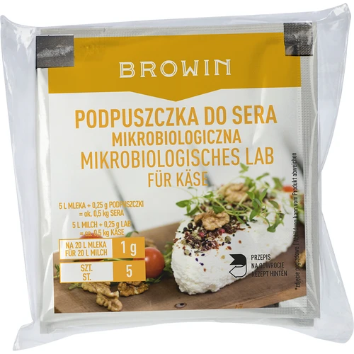 Podpuszczka do serów 5x1 g  - 1 ['do sera', ' podpuszczka mikrobiologiczna', ' dla wegetearian', ' domowy ser']