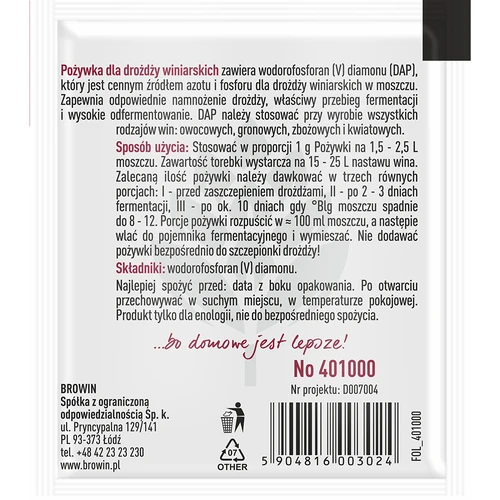 Pożywka dla drożdży winiarskich, 10 g - 2 ['pożywka dla drożdży', ' pożywka do wina', ' źródło azotu i fosforu dla drożdży', ' pożywka mineralna']