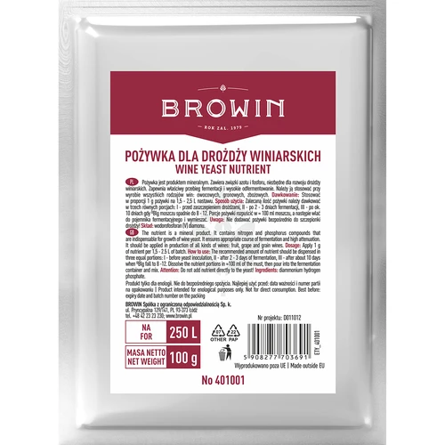 Pożywka do drożdży winiarskich, 100 g  - 1 ['pożywka dla drożdży winiarskich', ' pożywka do wina', ' pożywka winiarska', ' pożywka mineralna', ' pożywka winiarska']