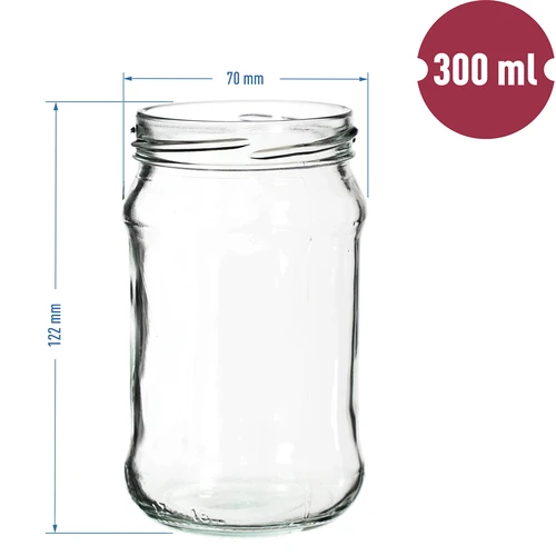 Słoik TO 300 ml ze złotą zakrętką fi 66 - 6szt. - 6 ['słoik na przetwory', ' słoik 300 ml', ' słoik z zakrętką', ' słoik ze złotą zakrętką', ' słoiczek kuchenny', ' słoik szklany', ' słoik na drobiazgi', ' słoik na dżem', ' słoiczek na przyprawy', ' słoiczek na zioła', ' słoiki zakręcane', ' nieduże słoiki']