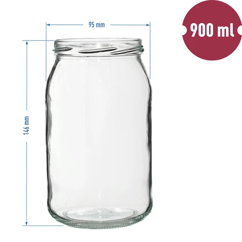 Słoik TO 900 ml z kolorową zakrętką fi82/6 - 6szt. - 2 ['słoik na przetwory', ' słoik 900 ml', ' słoik z zakrętką', ' słoik z kolorową zakrętką', ' słój kuchenny', ' słoik szklany', ' słoik na drobiazgi', ' słoik na kompot', ' słoik na grzyby', ' słoik na dżem', ' słoiki zakręcane']