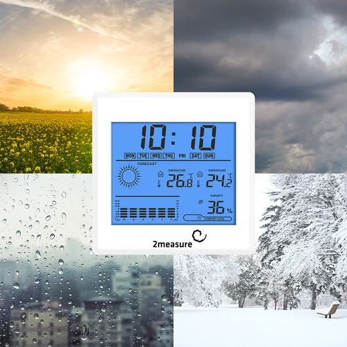 Stacja pogodowa – elektroniczna, podświetlana, sonda, biała - 13 ['stacja pogody z sondą', ' termometr-higrometr', ' stacja pogody wielofunkcyjna', ' do pomiaru temperatury', ' z zegarem', ' podświetlany wyświetlacz', ' pamięć mini-max', ' pomiar wilgotności', ' browin', ' stacja pogodowa']