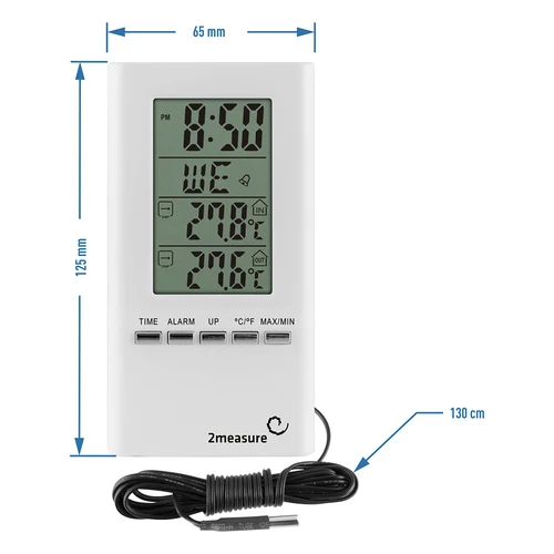 Stacja pogodowa – elektroniczna, sonda, biała - 3 ['temperatura', ' temperatura otoczenia', ' kontrola temperatury', ' termometr wewnętrzny', ' termometr zewnętrzny', ' termometr na zewnątrz']