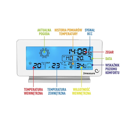 Stacja pogodowa RCC, DCF – elektroniczna, bezprzewodowa, podświetlana czujnik, biała - 7 ['stacja pogodowa', ' domowa stacja pogodowa', ' temperatura', ' temperatura otoczenia', ' kontrola temperatury', ' termometr elektroniczny', ' termometr z czujnikiem', ' termometr wewnętrzny', ' termometr zewnętrzny', ' termometr na zewnątrz', ' stacja pogodowa']