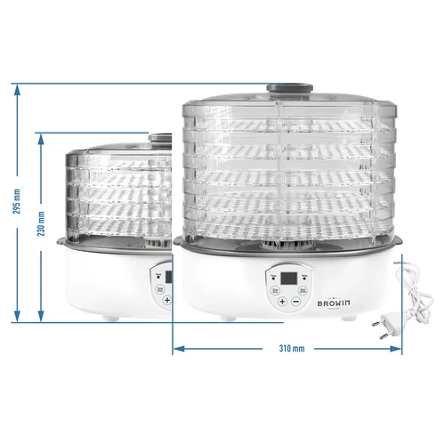 Suszarka do grzybów, owoców, warzyw i ziół z regulacją temp, 240W, transparentna - 11 ['suszarka do żywności', ' suszarka do grzybów', ' owoce suszone', ' warzywa suszone', ' przechowywanie żywności', ' suszenie żywności', ' suszarki do żywności', ' regulacja temperatury', ' suszarka transparentna', ' dehydrator']