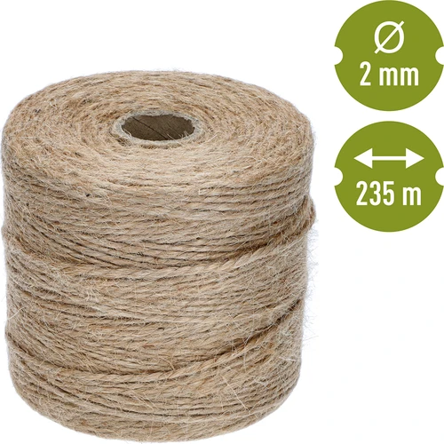 Sznurek jutowy 2 mm/235 m/500 g - 4 ['sznurek z juty', ' sznurek jutowy', ' sznurek do pomidorów', ' sznurek do ogórków', ' sznurek naturalny', ' ekosznurek', ' sznurek do makramy', ' sznurek do wiązania', ' sznurek do rękodzieła']