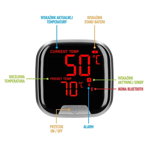 Termometr kuchenny z Bluetooth, 2 sondy - 7 ['termometr kulinarny', ' termometr do żywności', ' do gotowania', ' do wędzenia', ' do pieczenia', ' termometr do mięs', ' termometr do ciast', ' termometr z bluetooth', ' termometr uniwersalny', ' najlepszy termometr kulinarny', ' termometr z sondą', ' termometr z aplikacją', ' pomysł na prezent']