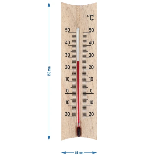 Termometr pokojowy drewniany (-20 do +50°C), 15 cm, mix - 6 ['termometr wewnętrzny', ' termometr pokojowy', ' termometr do wewnątrz', ' termometr domowy', ' termometr', ' termometr drewniany pokojowy', ' termometr czytelna skala', ' termometr ze wzmocnioną kapilarą']