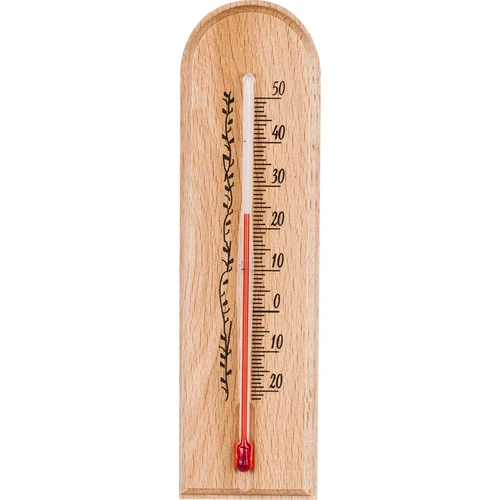 Termometr pokojowy ze wzorkiem (-20°C do +50°C) 15cm  - 1 [': termometr uniwersalny', ' termometr wewnętrzny termometr drewniany', ' termometr', ' termometr z czytelną skalą', ' termometr pokojowy', ' termometr do zawieszenia']