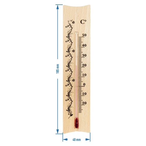 Termometr pokojowy ze wzorkiem (-20°C do +50°C) 18cm - 2 ['termometr wewnętrzny', ' termometr pokojowy', ' termometr do wewnątrz', ' termometr domowy', ' termometr', ' termometr drewniany pokojowy', ' termometr czytelna skala', ' termometr ze wzmocnioną kapilarą']