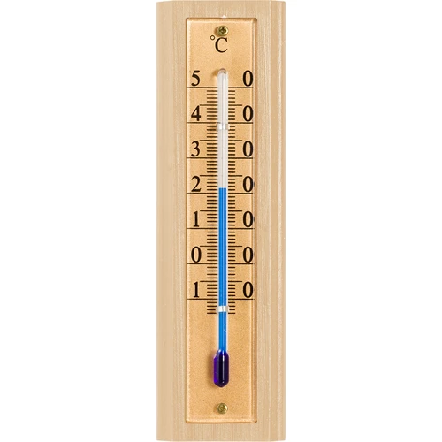 Termometr pokojowy ze złotą skalą (-10°C do +50°C) 12cm, mix - 2 ['termometr wewnętrzny', ' termometr pokojowy', ' termometr do wewnątrz', ' termometr domowy', ' termometr', ' termometr drewniany pokojowy', ' termometr czytelna skala', ' termometr do powieszenia', ' tradycyjny termometr']