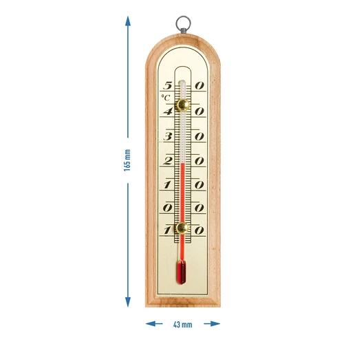 Termometr pokojowy ze złotą skalą (-10°C do +50°C) 16cm - 2 ['termometr wewnętrzny', ' termometr pokojowy', ' termometr do wewnątrz', ' termometr domowy', ' termometr', ' termometr drewniany pokojowy', ' termometr czytelna skala', ' termometr złota skala', ' termometr do powieszenia', ' mały termometr']