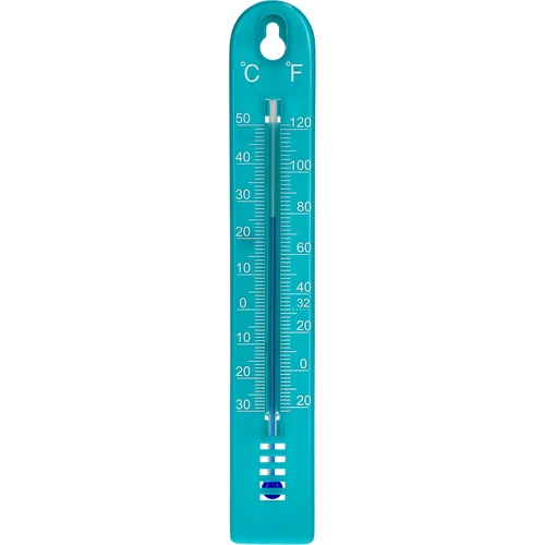 Termometr uniwersalny (-30 do +50°C), 17 cm, niebieski  - 1 ['termometr', ' termometr uniwersalny', ' termometr z tworzywa', ' termometr czytelna skala', ' termometr z podwójną skalą w °C i °F', ' termometr do pomieszczeń o dużej wilgotności', ' termometr zewnętrzny do -30°C', ' termometr odporny na wilgoć', ' termometr w kolorze niebieskim', ' solidny termometr']