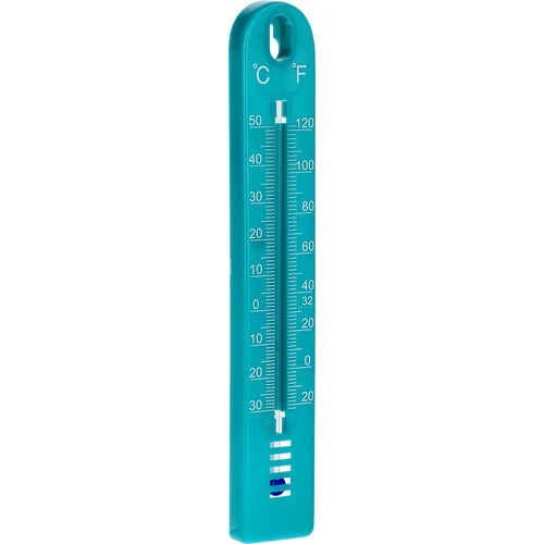 Termometr uniwersalny (-30 do +50°C), 17 cm, niebieski - 2 ['termometr', ' termometr uniwersalny', ' termometr z tworzywa', ' termometr czytelna skala', ' termometr z podwójną skalą w °C i °F', ' termometr do pomieszczeń o dużej wilgotności', ' termometr zewnętrzny do -30°C', ' termometr odporny na wilgoć', ' termometr w kolorze niebieskim', ' solidny termometr']